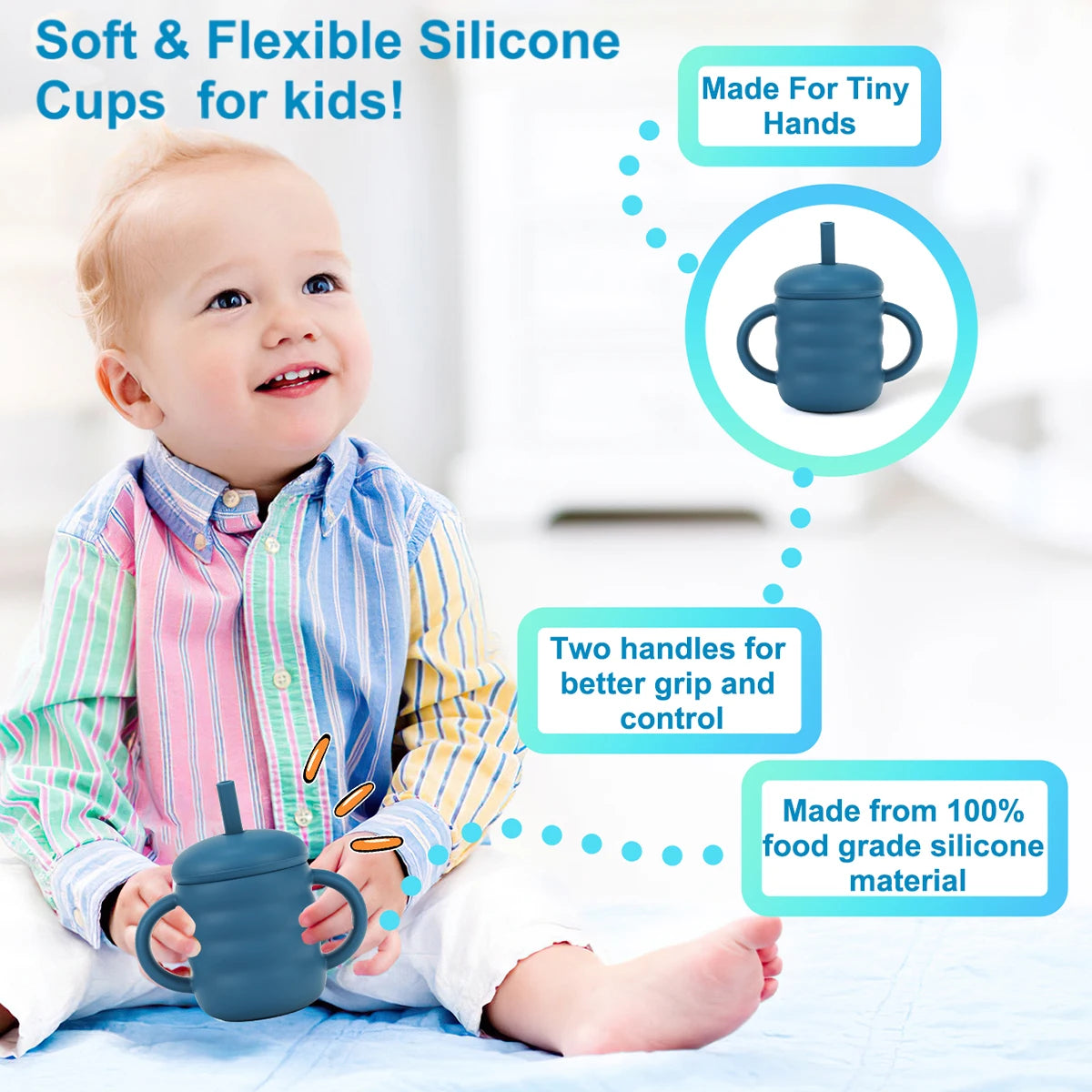 Baby Silicone Cup w/Straw