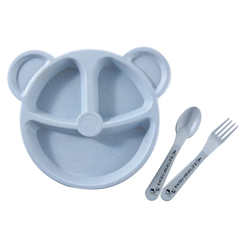 3-Piece Cute Divided Dining Plate for Baby