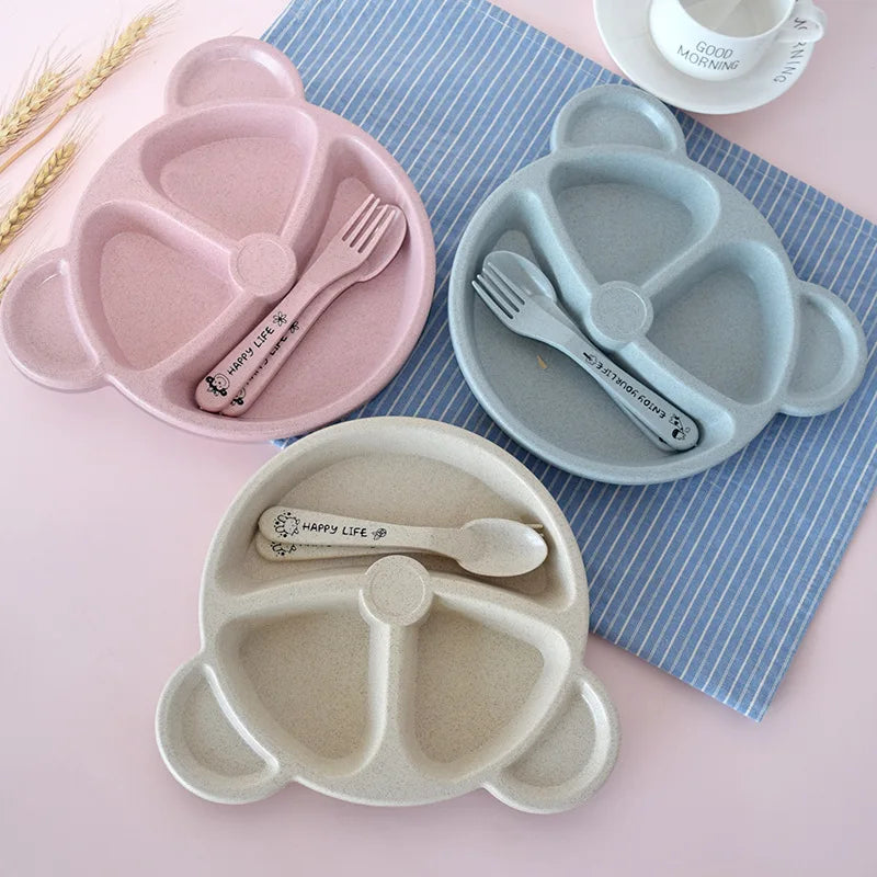 3-Piece Cute Divided Dining Plate for Baby